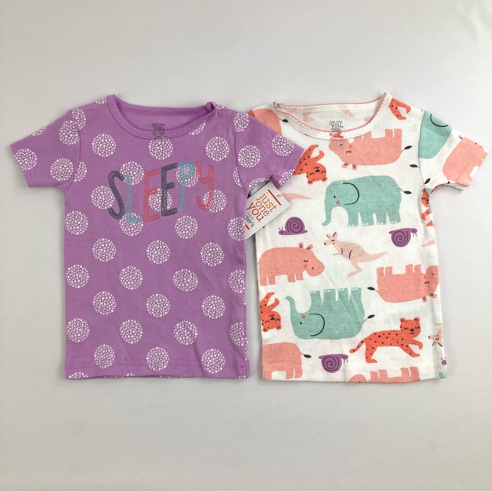 Carters Just One You Baby Girls Purple Sleepy Animals  Pajama Tops 18 Months